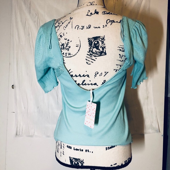 NWT FREE PEOPLE ROBINS EGG MARGAUX TOP BLOUSE - Picture 7 of 9